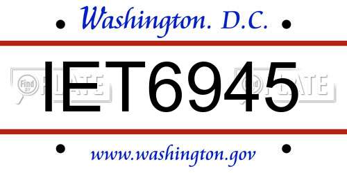 IET6945 District Of Columbia License Plate