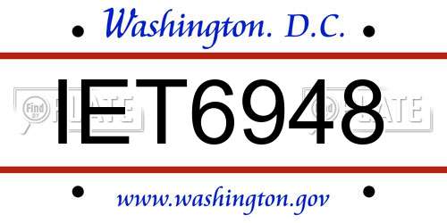 IET6948 District Of Columbia License Plate