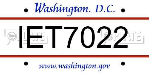 IET7022 District Of Columbia License Plate