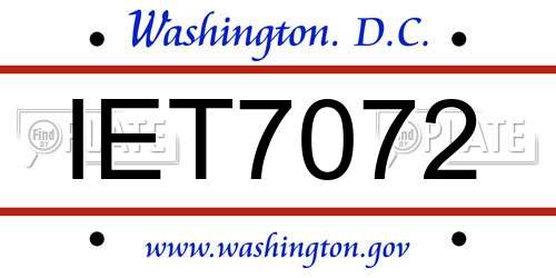 IET7072 District Of Columbia License Plate