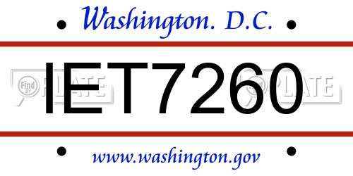 IET7260 District Of Columbia License Plate