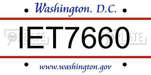 IET7660 District Of Columbia License Plate