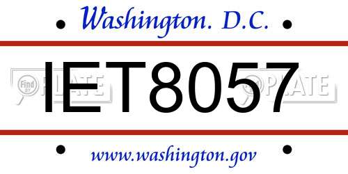 IET8057 District Of Columbia License Plate