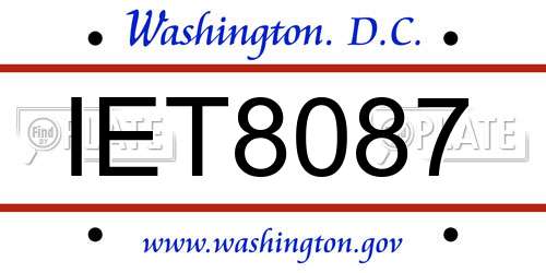 IET8087 District Of Columbia License Plate