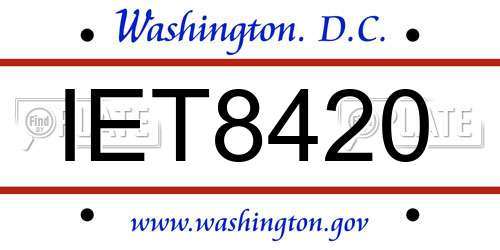 IET8420 District Of Columbia License Plate