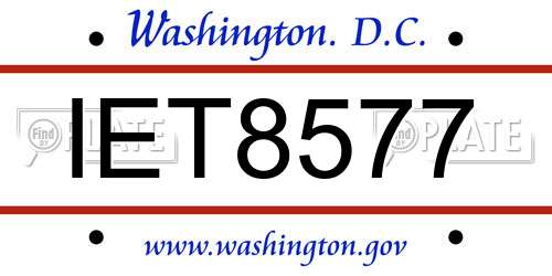 IET8577 District Of Columbia License Plate