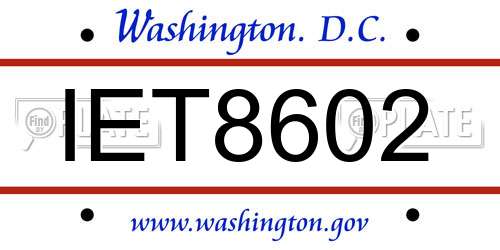 IET8602 District Of Columbia License Plate