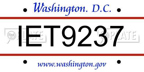 IET9237 District Of Columbia License Plate