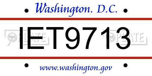 IET9713 District Of Columbia License Plate