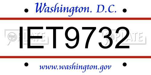 IET9732 District Of Columbia License Plate