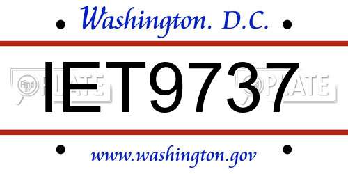 IET9737 District Of Columbia License Plate