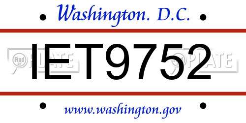 IET9752 District Of Columbia License Plate