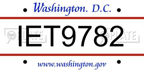 IET9782 District Of Columbia License Plate