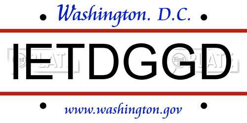 IETDGGD District Of Columbia License Plate