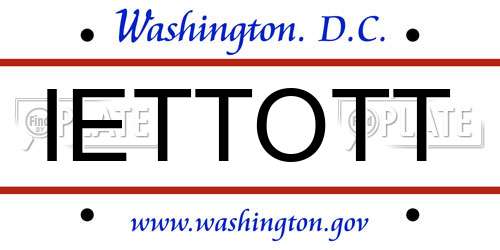 IETTOTT District Of Columbia License Plate