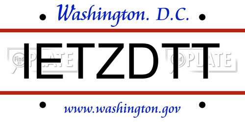 IETZDTT District Of Columbia License Plate