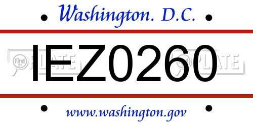 IEZ0260 District Of Columbia License Plate