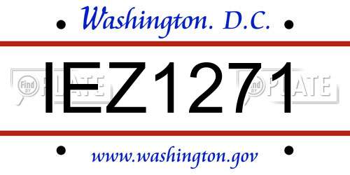 IEZ1271 District Of Columbia License Plate