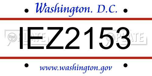 IEZ2153 District Of Columbia License Plate