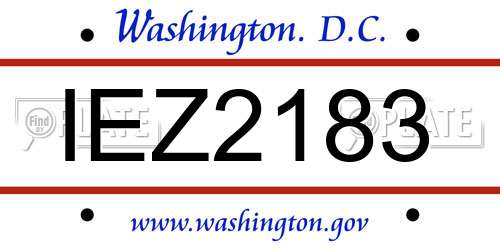 IEZ2183 District Of Columbia License Plate