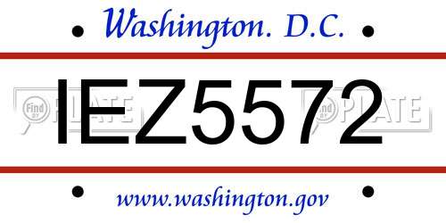 IEZ5572 District Of Columbia License Plate