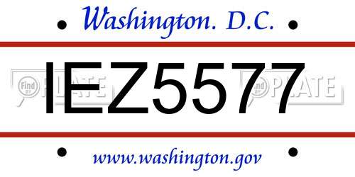 IEZ5577 District Of Columbia License Plate