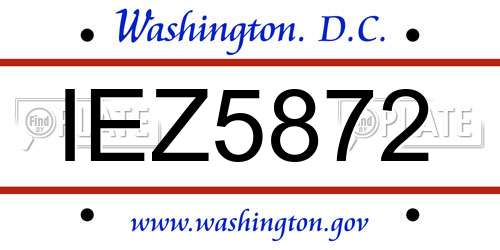 IEZ5872 District Of Columbia License Plate