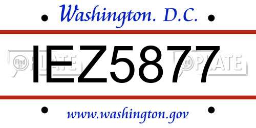 IEZ5877 District Of Columbia License Plate