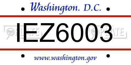 IEZ6003 District Of Columbia License Plate