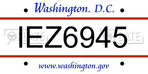 IEZ6945 District Of Columbia License Plate