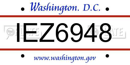 IEZ6948 District Of Columbia License Plate