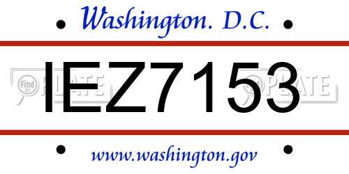 IEZ7153 District Of Columbia License Plate