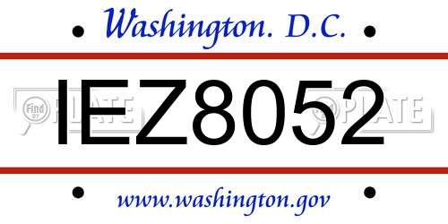 IEZ8052 District Of Columbia License Plate