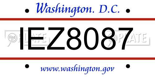 IEZ8087 District Of Columbia License Plate