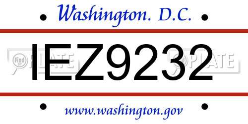IEZ9232 District Of Columbia License Plate