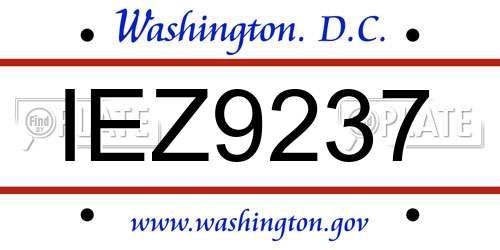 IEZ9237 District Of Columbia License Plate