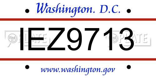 IEZ9713 District Of Columbia License Plate