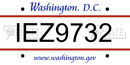 IEZ9732 District Of Columbia License Plate