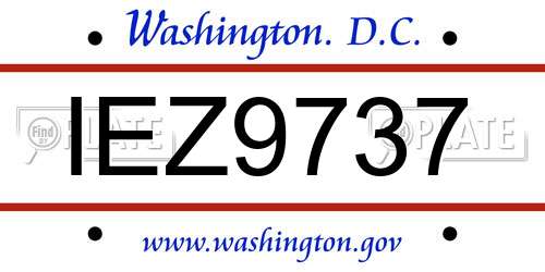 IEZ9737 District Of Columbia License Plate