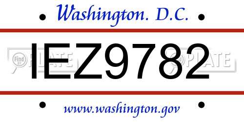 IEZ9782 District Of Columbia License Plate