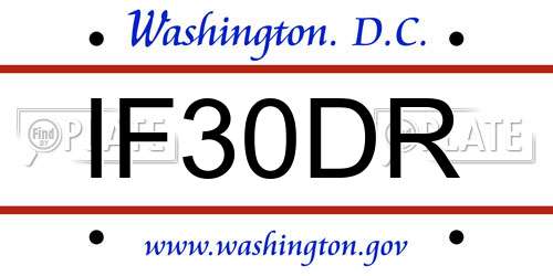 IF30DR District Of Columbia License Plate
