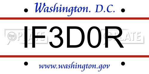 IF3D0R District Of Columbia License Plate