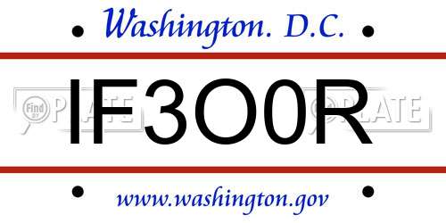 IF3O0R District Of Columbia License Plate