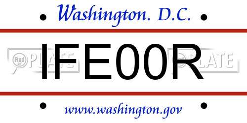 IFE00R District Of Columbia License Plate