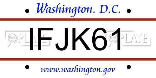 IFJK61 District Of Columbia License Plate