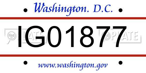 IG01877 District Of Columbia License Plate