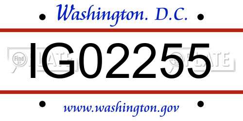 IG02255 District Of Columbia License Plate