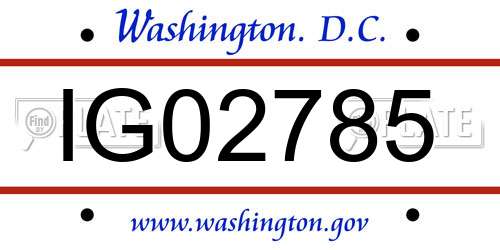 IG02785 District Of Columbia License Plate