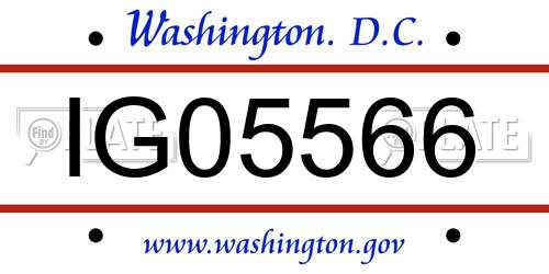 IG05566 District Of Columbia License Plate