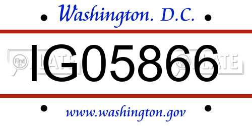 IG05866 District Of Columbia License Plate